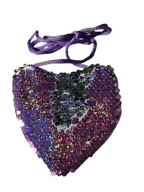 Sequin Heart Crossbody Bag in Purple